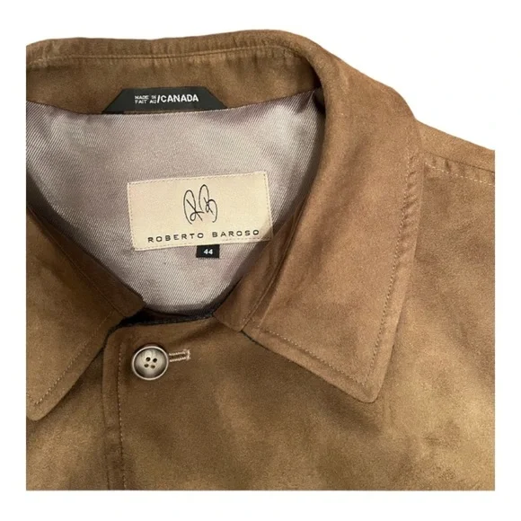 Roberto Baroso Faux Suede Coat Heavy Plaid Lining Wool Blend Size 42T